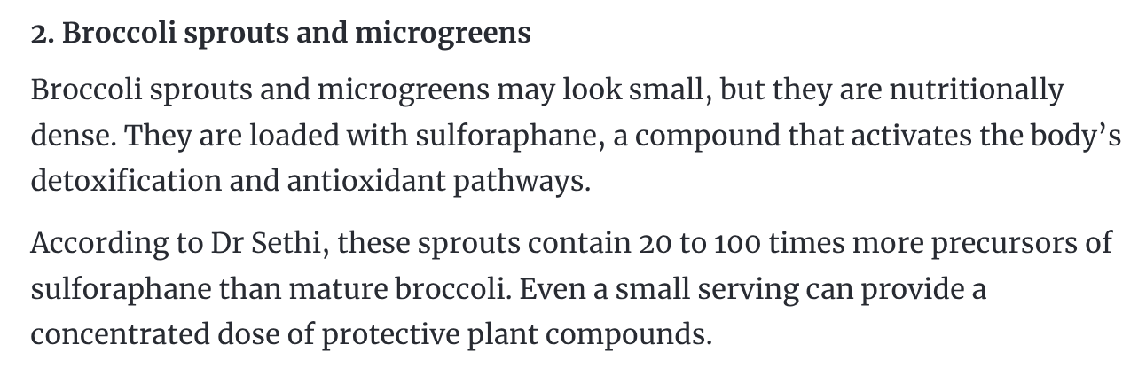 Broccoli sprouts and sulforaphane power